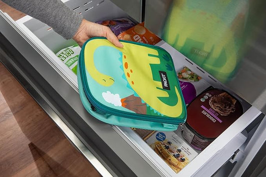 PackIt®️ Freezable Playtime Lunch Box, Dinosaur, Built with ECOFREEZE® Technology, Collapsible, Reusable, Zip Closure With Buckle Handle, Perfect for Keeping Lunches Fresh