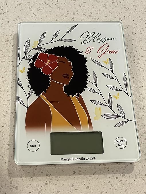 Digital Kitchen Scale for African American Women, in Grams, Ounces, Milliliters & Pounds, LCD Display, for Meal Prep, Cooking and Baking