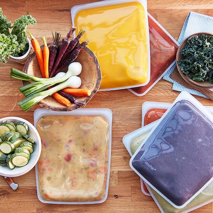 Stasher Premium Silicone Reusable Food Storage Half Gallon Bag, Purple, Microwave, Sous Vide, Dishwasher, Oven and Freezer Safe, BPA Free, Leak-free, Eco-friendly, 64 Oz