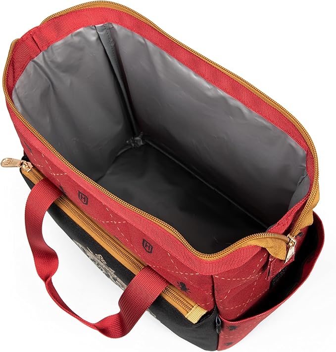 PICNIC TIME Harry Potter Gryffindor On The Go Lunch Cooler, Soft Cooler Lunch Box, Insulated Lunch Bag, (Black with Red Accents)