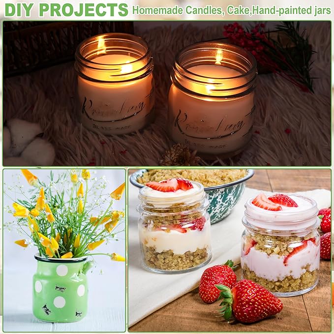 24 Pack 8 oz Mason Jars with Airtight Lids and Bands, Mini Glass Canning Jar for Food Storage Pickling, Regular Half Pint Jar for Kitchen Spice, Jam, Jelly, Overnight Oats, Baby Foods