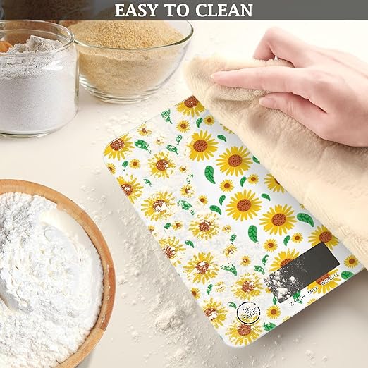 Food Scale Kitchen Scale Food Scales Digital Weight Grams and Ounces Small Electronic Food Scale for Baking Cooking Sunflowers