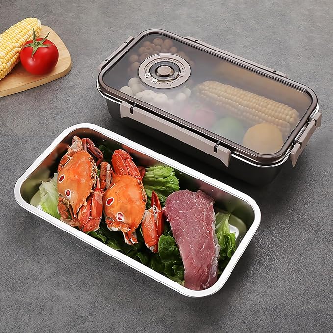 Large Stainless Steel Food Storage Containers, Food Containers with Lids for Kitchen, Picnic, Travel, Durable, Leak-Proof Design Set of 3 sizes