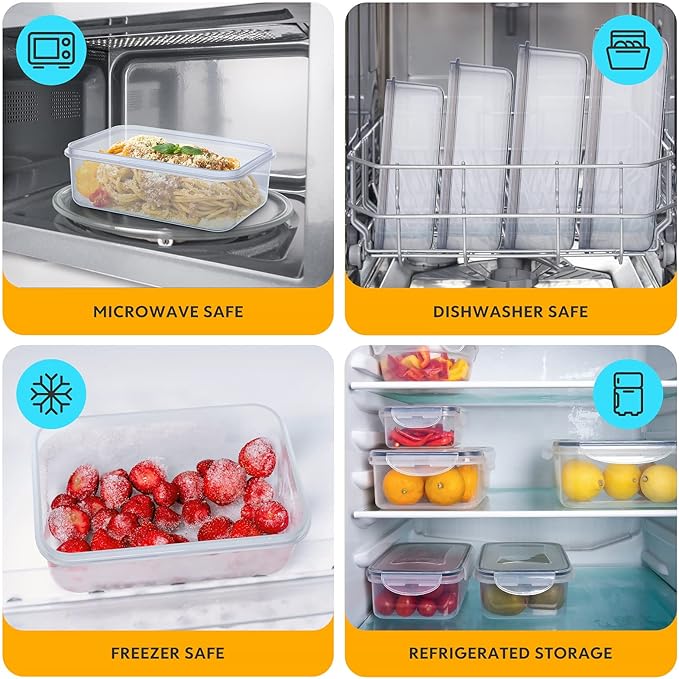 40-Piece Food Storage Containers with Lids(20 Containers & 20 Lids), Plastic Food Containers for Pantry & Kitchen Storage and Organization, BPA-Free, Leak Proof, Reusable with Labels & Pen