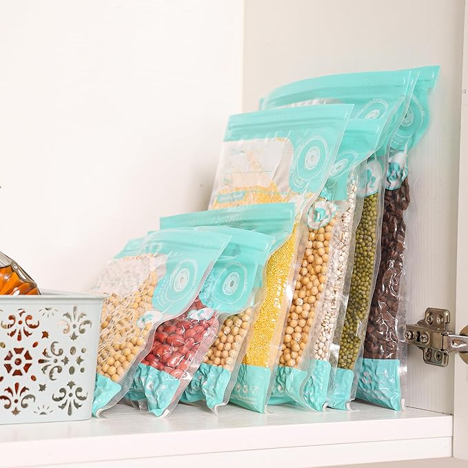 Sous Vide Bags Reusable, BPA Free Food Vacuum Sealer Bags, Double-sided 20C, Vacuum Food Storage Bags for Sous Vide Cooking/Microwave Heating, 20pcs Vacuum Zipper Bags (10.2x13.4inch)