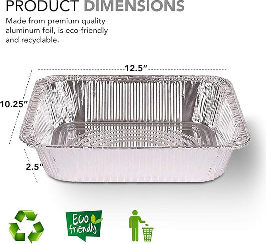 Stock Your Home 9x13 Aluminum Pans (20 Pack) - Disposable & Recyclable Foil Tray- Half Size Steam Table Deep Pans - Tin Foil Pans for Cooking, Heating, Storing, Prepping Food, BBQ, Grilling, Catering