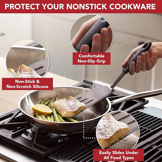 Boxiki Kitchen Spatula Silicone Heat Resistant, 4Pcs BPA free - Flexible Rubber Spatulas for Nonstick Cookware, Plastic Spatula for NonStick Cookware, Burger & Pancake