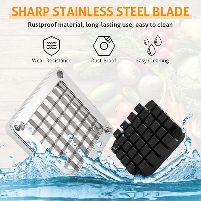 WICHEMI Replacement Chopper Blade 1/2" Blade Commercial Vegetable Chopper Stainless Steel Onion Chopper Dicer Blades and Pusher Block for Tomato Dicer French Fry Cutter