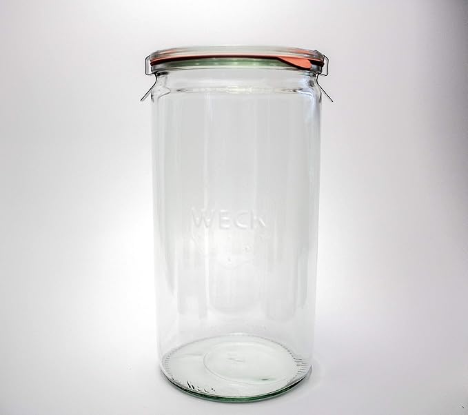 Weck Jar 974 - 1.5L Glass Jars with Large Storage Capacity - Preserving Jars with Airtight Lids Suitable for Pickling - Heat Resistant Canning Jars - Microwave Safe - (1 Jar with Glass Lid) 54 fl. oz