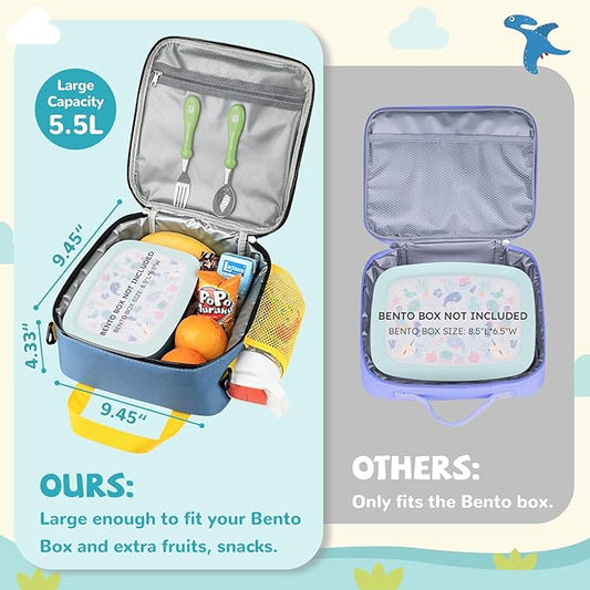 REDSHELL Tactical Lunch Box Kids, Large Insulated Lunch Bag for Boys Girls, Cooler Lunchbag, Square Toddler Lunchbox, School Daycare Lunch Tote Pail with Water Bottle Holder Shoulder Strap, Blue