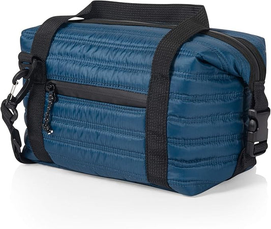 PICNIC TIME Midday Quilted Washable Insulated Lunch Bag, Soft-sided Lunch Box, Lunch Cooler Bag, (Navy Blue)