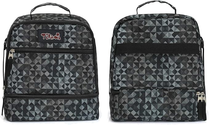 Tilami Lunch Bags Insulated Adjustable Strap Zipper, Water-Resistant Cooler Bags, Bento Bags for Kids Toddlers (Grey)
