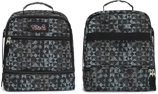 Tilami Lunch Bags Insulated Adjustable Strap Zipper, Water-Resistant Cooler Bags, Bento Bags for Kids Toddlers (Grey)
