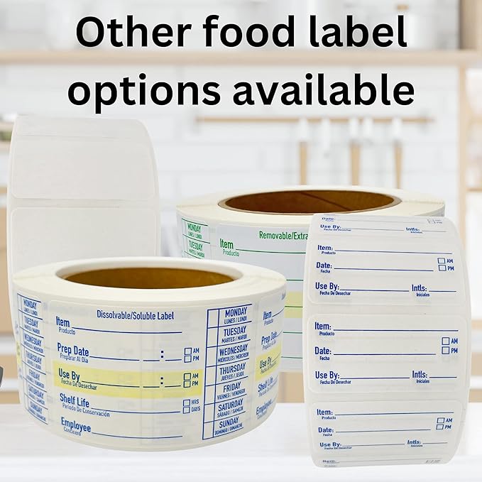 2x1 Dissolvable Food Labels, 1000 Label Stickers, Bottle Labels for Storage Bins, Sticker Labels for Food containers, (1000, Blue)