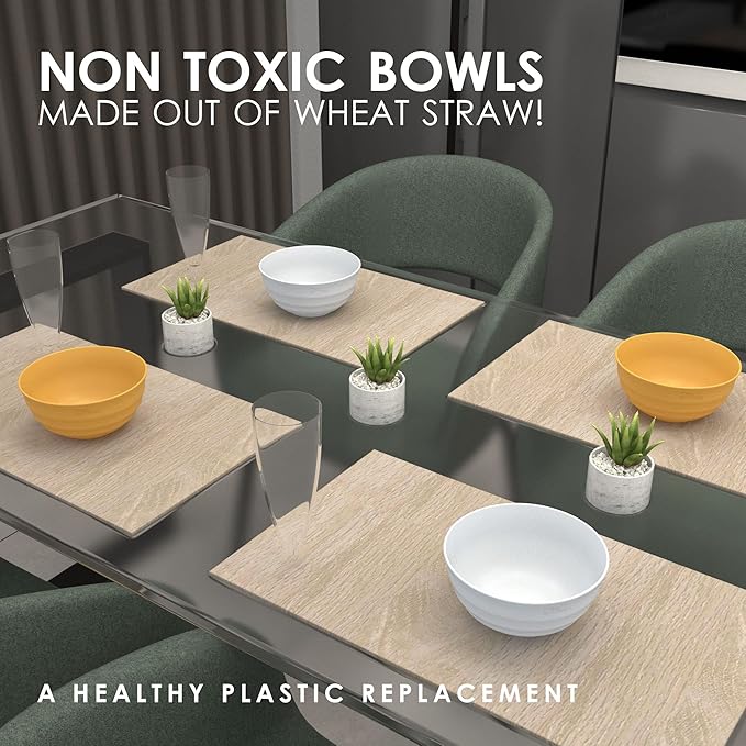 6 Wheat Straw Bowls 60 OZ - Microwave Safe Bowls - Big Bowls For Kitchen - Extra Large Cereal Bowls - Large Soup Bowls Set Of 6 - Replace Large Plastic Bowl - Deep Bowls For Soup Salad Rice