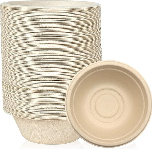 12 oz Disposable Paper Bowels, Paper Food Container, Compostable Tableware for Party, Picnic, Barbecue, Pack of 150