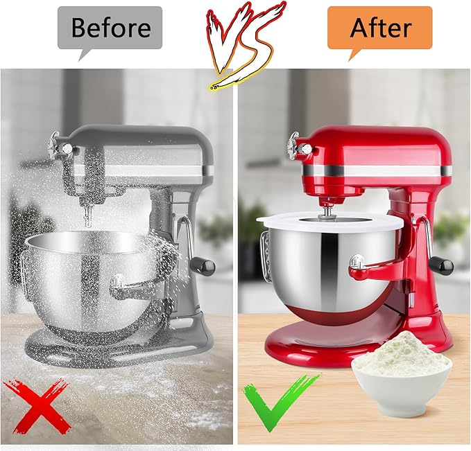 6QT Stainless Steel Mixing Bowl for KitchenAid Stand Mixers, Stainless Steel Bowl with Lid to Prevent Food Splatters, Compatible with KitchenAid 6QT Stand Mixers with Handle, Dishwasher safe