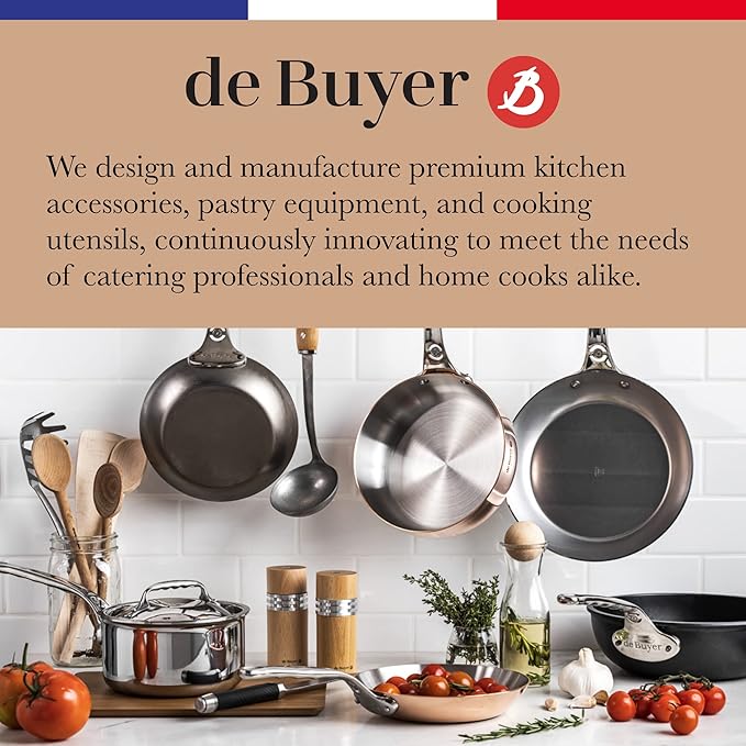 de Buyer Stainless Steel Mixing Bowl with Flat Bottom - 11”, 5.8 qt - Mix, Stir, Whip, Mash, Whisk & Combine - Dishwasher Safe - Made in France