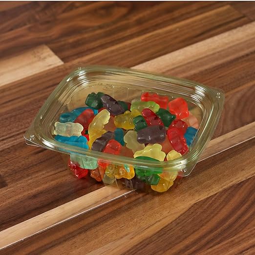 ECO PRODUCTS Compostable 12oz Rectangular Deli Containers With Lids, Pack of 100, Veridian Clear Green Meal Prep, Made from PLA, A Renewable Material Made from Plants, One Lid Fits All