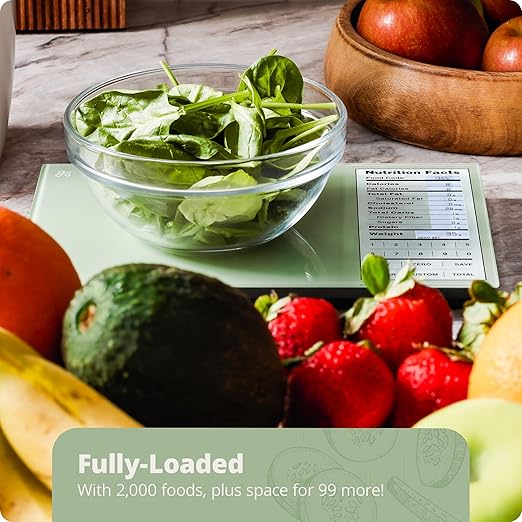 Nutrition Scale by Greater Goods with Food Grade Glass, Perfect for Calorie Counting, Meal Prep, and Weight Loss (Sage Green)