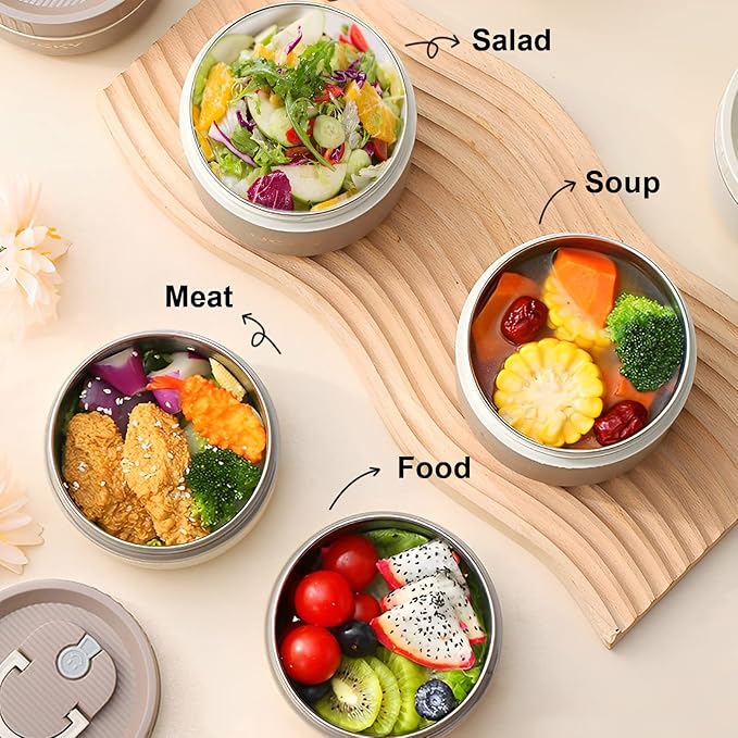 Portable Insulated Lunch Containers, Stainless Steel Bento Box Adult Lunch Box with Insulated Lunch Bag, 4 Separate Stackable Lunch Container for Adult, White…