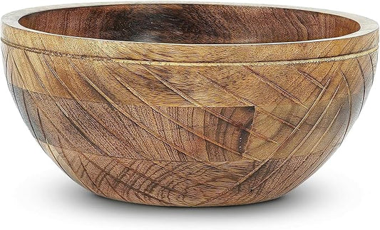 Mela Artisans 9'' Wooden Fruit Bowl, Regular Serving Bowl for Salads, Cereals, Snacks & Mixing | Decorative Bowls for Kitchen | Jai Valley Collection