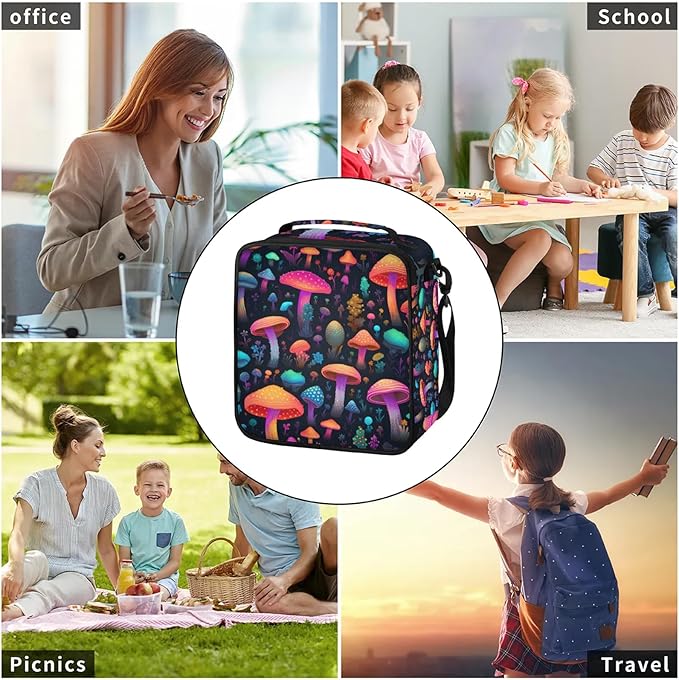 Lunch Bag Personalized Mushroom Lunch Bag Insulated Lunch Bag Reusable Lunch Box Picnic Travel Lunch Tote Bag Snack Bag