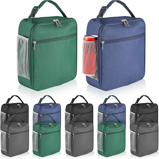 12 Pack Lunch Box Bulk,Insulated Reusable Lunch Bags with Aluminum for Women Men Girls,Leakproof lunch boxes,Small Lunch Tote Bag for Office,Work,Beach or Travel,Multicolor