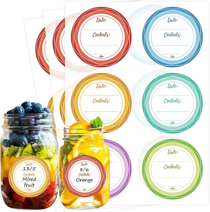 Mason Jar Lid Labels, Removable Canning Label, Waterproof Write-On Meal Prep Label for Food Container, Glass Bottle, Canned Jams, Preserve, Home & Kitchen Organization, 90 (Forest Streams)