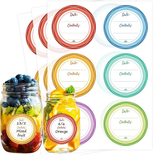 Mason Jar Lid Labels, Removable Canning Label, Waterproof Write-On Meal Prep Label for Food Container, Glass Bottle, Canned Jams, Preserve, Home & Kitchen Organization, 90 (Forest Streams)