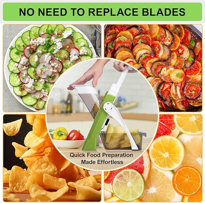 Safe Mandoline Slicer for Kitchen, Potato Chip Slicer,Vegetable Cucumber Slicer With Thickness Adjustable Kitchen Faster Slice Artifact (Only Slicer)