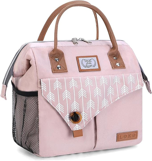 Lekesky Pink Lunch Bag for Women Insulated Lunch Box Leakproof Lunchbox for Adult Work
