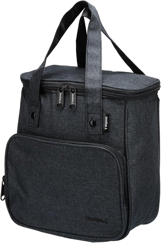 PATIKIL Insulated Lunch Bags, Bento Bags Thermal Lunch Tote Portable Food Containers Bag with Pockets for Office Camping Picnic, Black