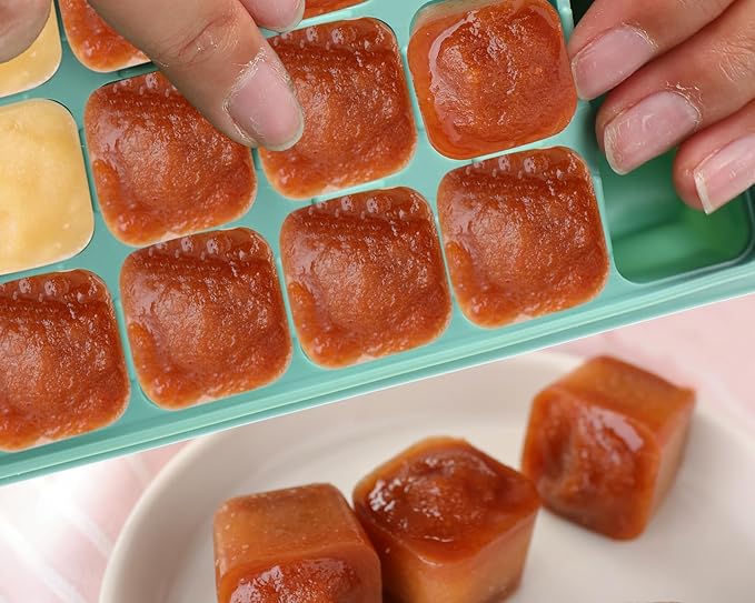 4 Pack Silicone Freezer Molds Gift Set Silicone Freezer Tray with Lid Large Ice Cube Tray Food Container for Meal Prepping,Storing Lasagna,Leftovers,Sauces,Portioned Meals
