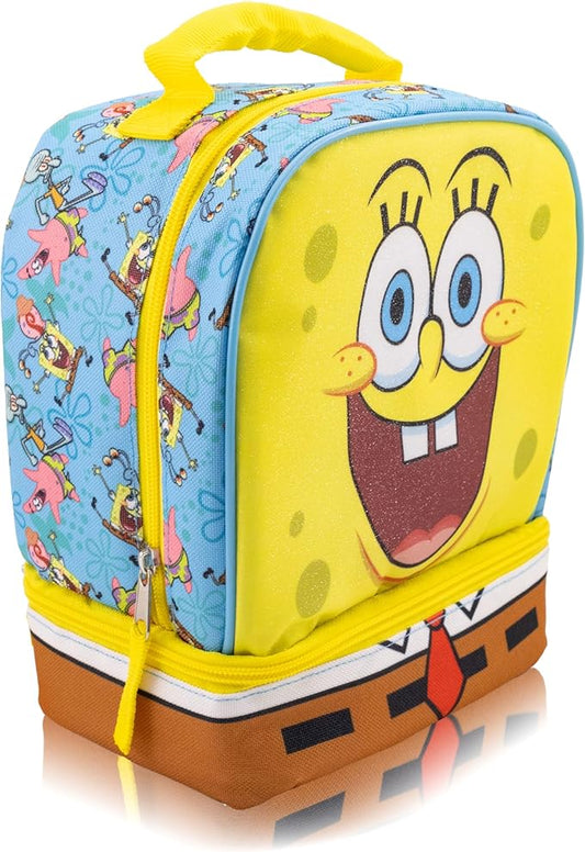 Fast Forward SpongeBob SquarePants Lunch Box for Kids With Glitter | Insulated Lunch Bag Lunch Box for Boys, Girls, Toddlers | SpongeBob SquarePants Reusable Lunchbox
