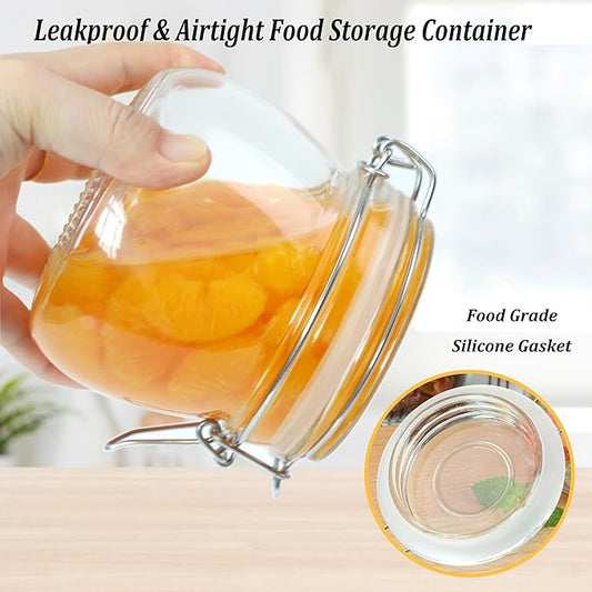 Glass Jar With Airtight Lid 16 Oz (Set Of 6) Wide Mouth Airtight Food Storage Containers Leakproof Canister For Coffee,Sugar,Chocolate Chips,Canning,Candy,Cereal,Spice,Pickle,Cookies,Dried Fruits