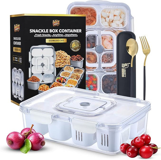 2 Pack Snack Box Container Dishwasher Safe | USA Brand | 8 Compartment & 6 Compartment
