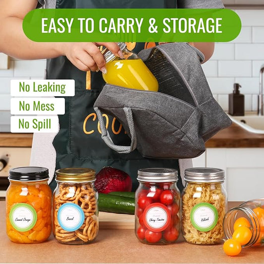 Mason Jars 16 oz with Gold Lids, 15 Pack Canning Jars, Clear Regular Mouth Glass Jars for Canning and Fermenting, Labels & Brusher Included - Microwave & Dishwasher Safe
