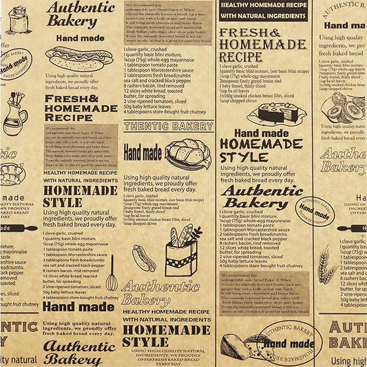 OTOPETE 200Pcs Food Paper Sheets, 12"x12" Grease Resistant Food Wrapper Paper, Newspaper Theme Hamburger Sandwich Basket Liner, Tray Liner, for Home Kitchen Baking, Picnic, Party, Kraft Paper