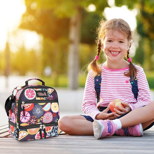 Tilami Lunch Bags Insulated Adjustable Strap Zipper, Water-Resistant Cooler Bags, Bento Bags for Kids Toddlers, Lemon