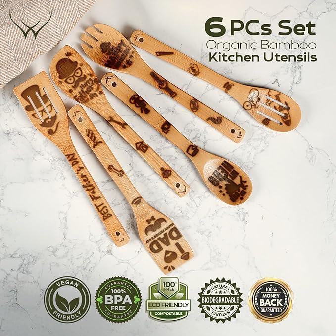 Birthday Gifts for Women – Premium Wooden Spoons for Cooking – Unique 40th Birthday Gifts Women & 50th Birthday Gifts for Her – Stylish Wooden Kitchen Utensil Set for Everyday Use