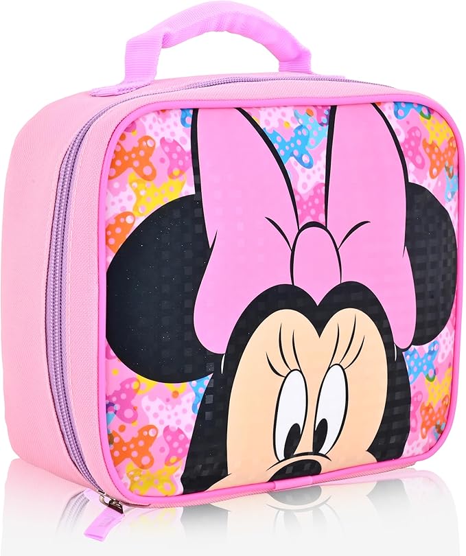 Disney Minnie Mouse Lunch Box for Kids | Insulated Lunch Bag Lunch Box for Girls, Boys, Unisex, Toddlers| Disney Minnie Mouse Pink Reusable Lunchbox