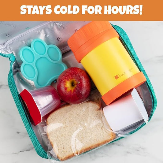 Paw Print Reusable Hard Ice Pack- Set of 3- Fits Easily Inside Kids Lunch Box, Bento, Insulated Cooler Bag- Long Lasting Slim Space Saving- Cool Freezer Packs Keep Food Cold For Hours- Back to School