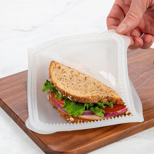 ProKeeper Dual-Zipper 100% Silicone Sandwich Bag, Clear – Reusable, Leak-Proof, Eco-Friendly Food Storage for Sandwiches and Snacks