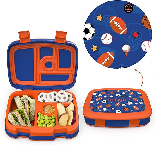 Bentgo Prints Insulated Lunch Bag Set With Kids Bento-Style Lunch Box (Sports)