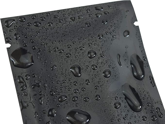 QQ Studio 100 PCS Metallic Mylar Foil Open Top Sealable Bags (8x12cm(3.1x4.7"), 100x Matte Black)