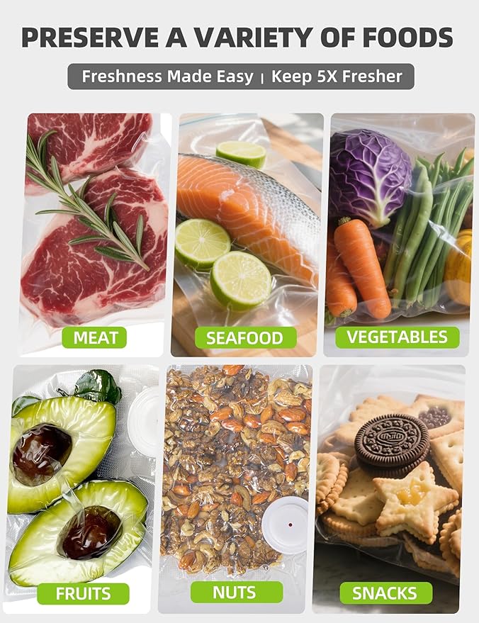 Vacuum Sealer Bags, Reusable Vacuum Zipper Bag, BPA Free Heavy Duty Vacuum Storage Bag for Food, Large Size 15 Bags