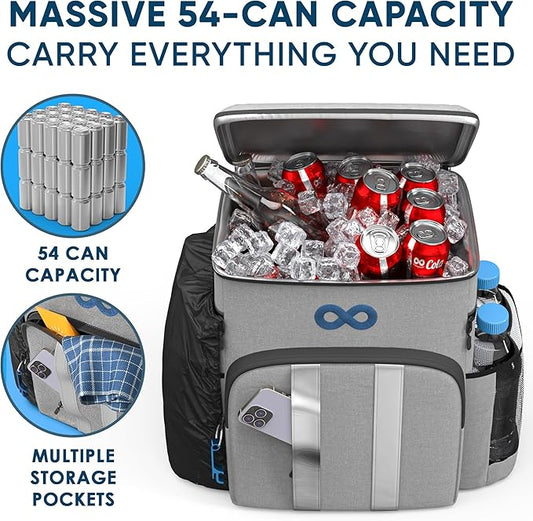 Insulated Backpack Cooler, 54 Can Capacity, Leakproof Liner, Soft Cooler Backpack, Beach, Picnic, Camping, Lunch - Everlasting Comfort