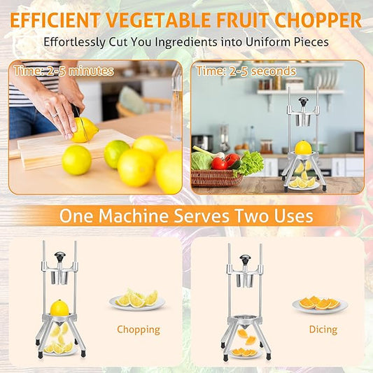 WICHEMI Commercial Easy Wedger 8 Section Lemon Slicer Lemon Cutter Commercial Fruit Cutter Slicer Lime Cutter Orange Slicer Commercial Vegetable Chopper Dicer for Home Bar Restaurant