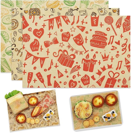 Food Paper Sheets 8"x12" - 300Pcs Paper Liners for Plastic Food Basket, Premium Deli Sandwich Wrappers, Best Kraft Food Wrapping Paper Sheets for Picnic, Festival, Fair or BBQ.